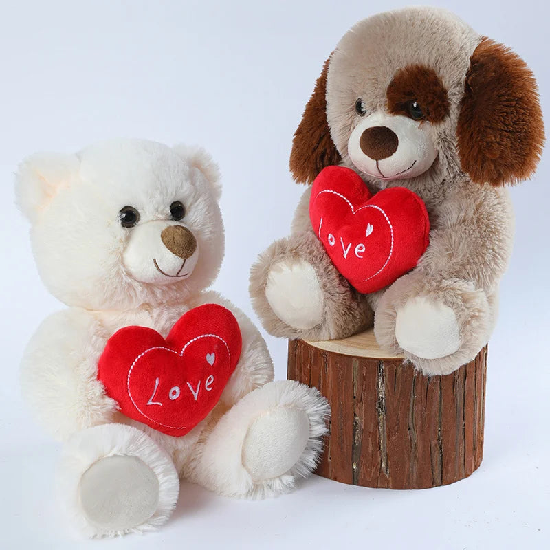 Peluche Orso Cuore Rosso 25 Cm Simpatico Amore Animale Giocattolo Per Amanti Regalo San Valentino