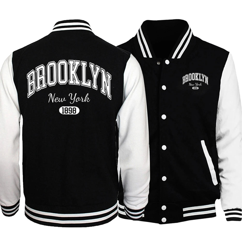 Giacche Baseball Uomo Stile Preppy Casual Brooklyn New York 1898 City Letter S 5XL High Street Tops