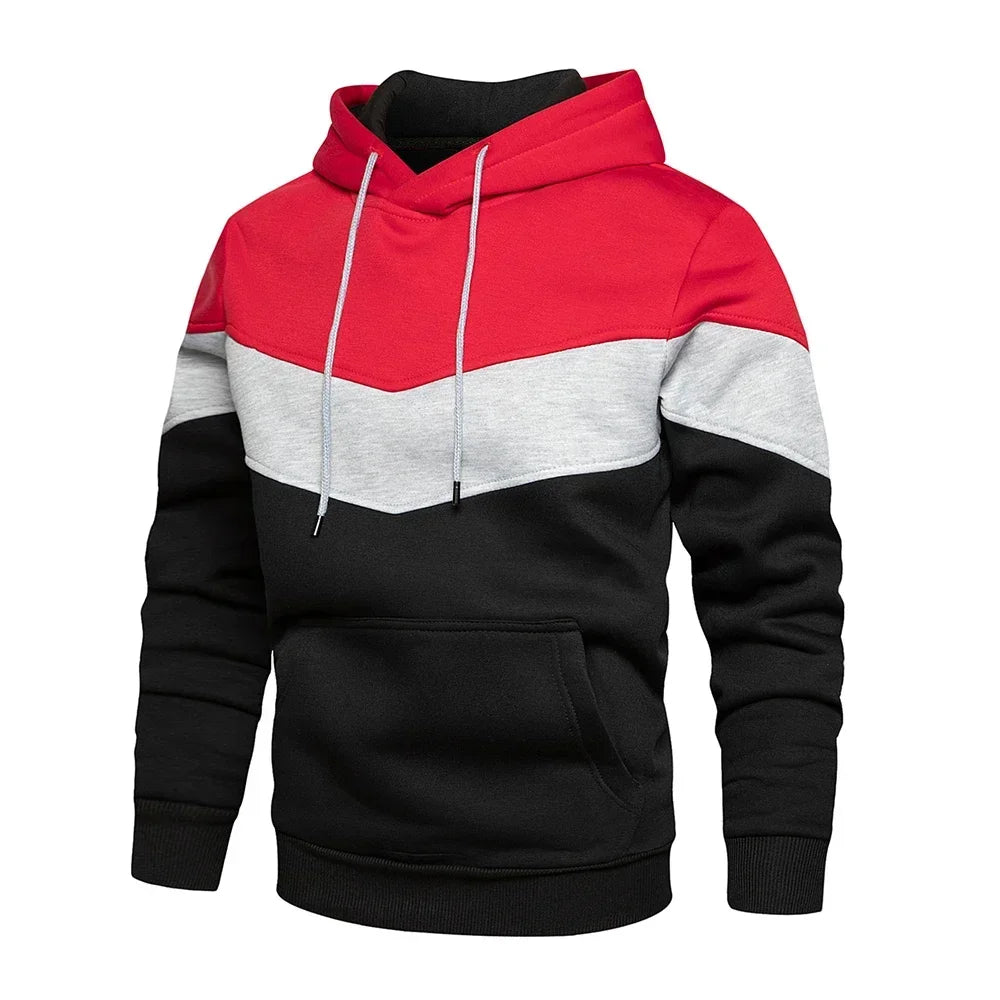 Felpa Patchwork Con Cappuccio Uomo Abbigliamento Casual Ampio Pile Caldo Streetwear Autunno Inverno Sportivo