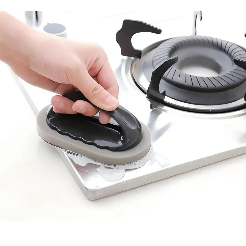 1 pezzo con manico spugna smeriglio strofinare strofinare magico, adatto per controsoffitti della cucina, fondo del vaso di lavaggio sporco nero, pulire la tagliere