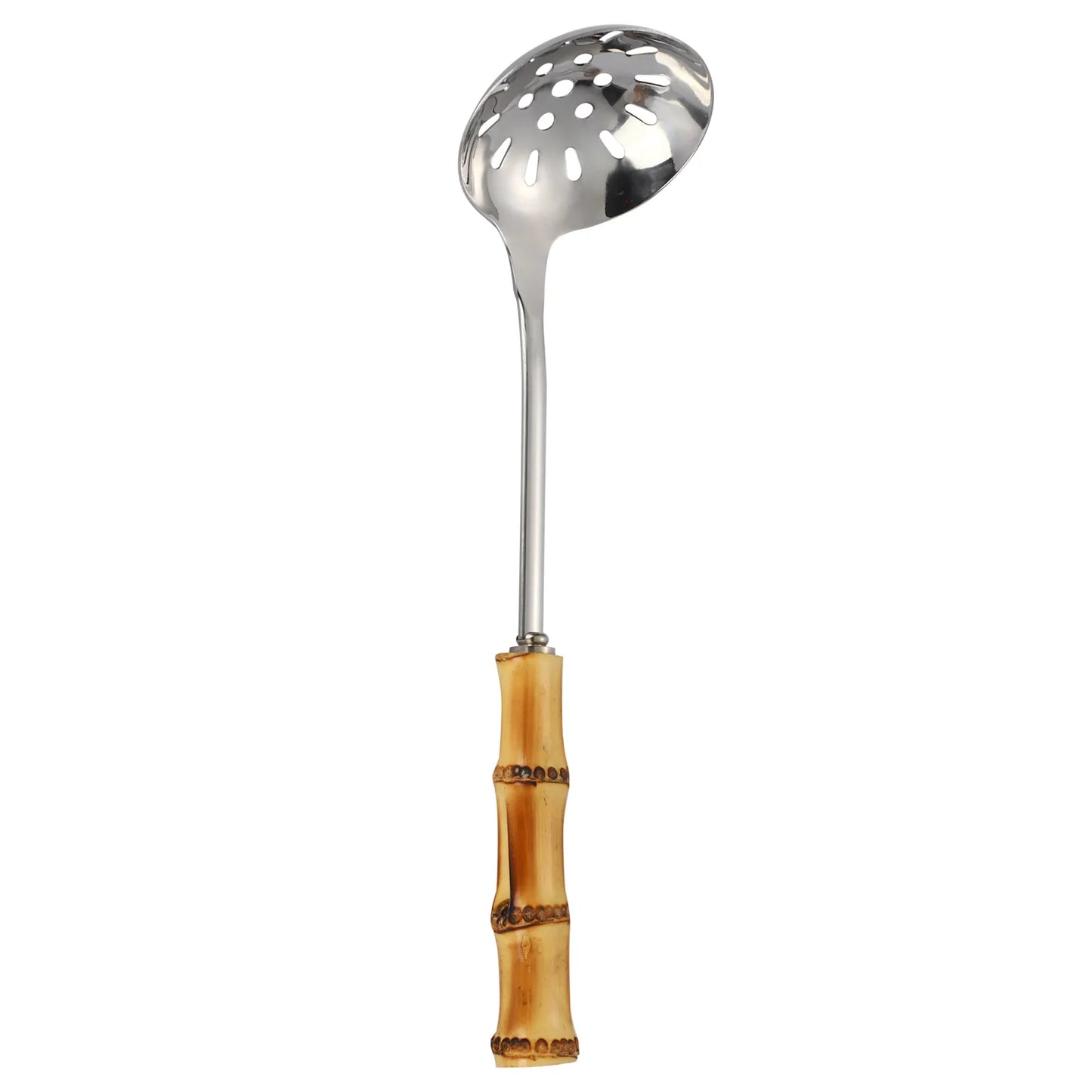 Pala Frittura In Acciaio Inossidabile Con Manico In Bambù Naturale E Cucchiaio Zuppa Giapponese Set Utensili Cucina