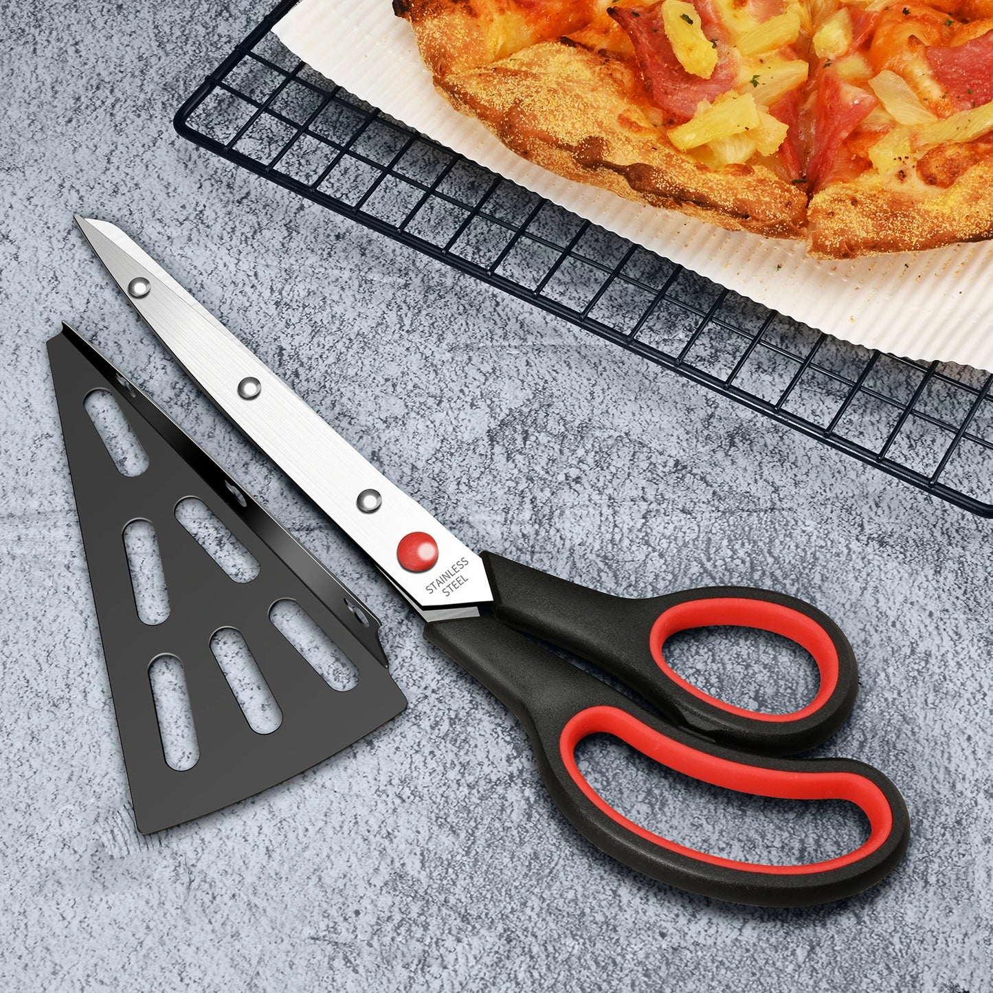 Cesoie Per Pizza Staccabili In Acciaio Inossidabile 2 In 1 Forbici Da Cucina Spatola Ecologiche Per Uso Domestico