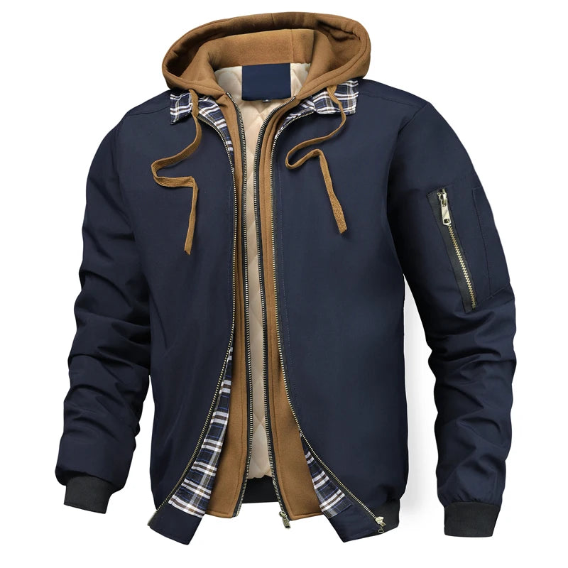 Giacca Bomber Calda Uomo Autunno Inverno Outdoor Con Cappuccio E Cerniera Termica Parka Sportiva