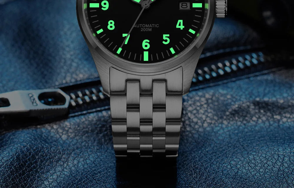 Orologio Meccanico Con Zaffiro 39mm Movimento 8215 Giappone Automatico Da Uomo Impermeabile 200m Luminoso Pilota Retrò