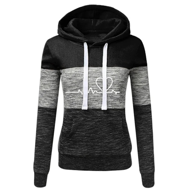Tuta Da Donna Color Block Con Cappuccio Felpa Pantaloni Sportivi Versatili Casual Jogging Abiti Dalla Taglia S Fino A 3XL