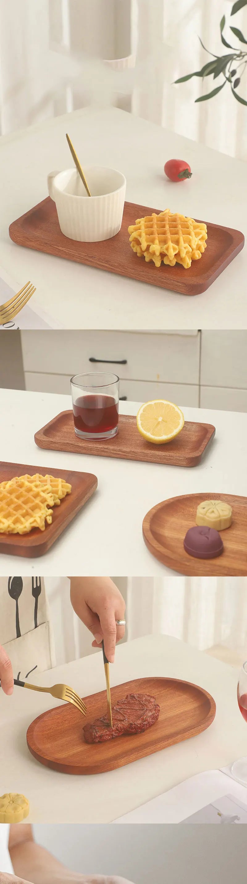 Vassoio In Legno Di Noce Ins Wind Rettangolare Piatto Da Pranzo Piccolo Per Tè Caffè Torta Pane Giapponese Massello