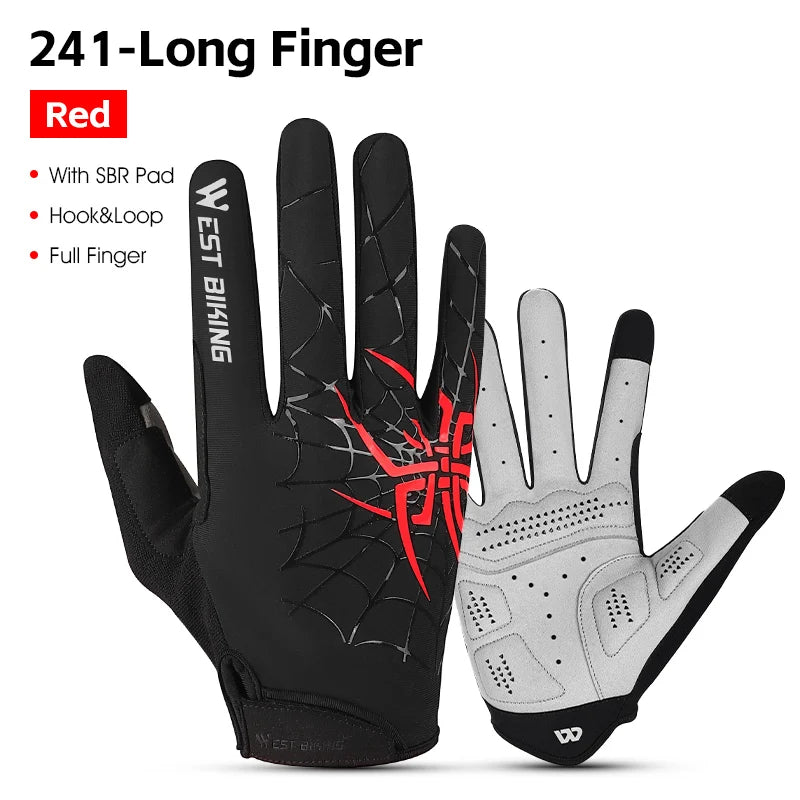 West Biking Guanti da Ciclismo Mezze Dita Con Motivo Ragni Cool Spider Estivo MTB Guanti da Strada Touch Screen