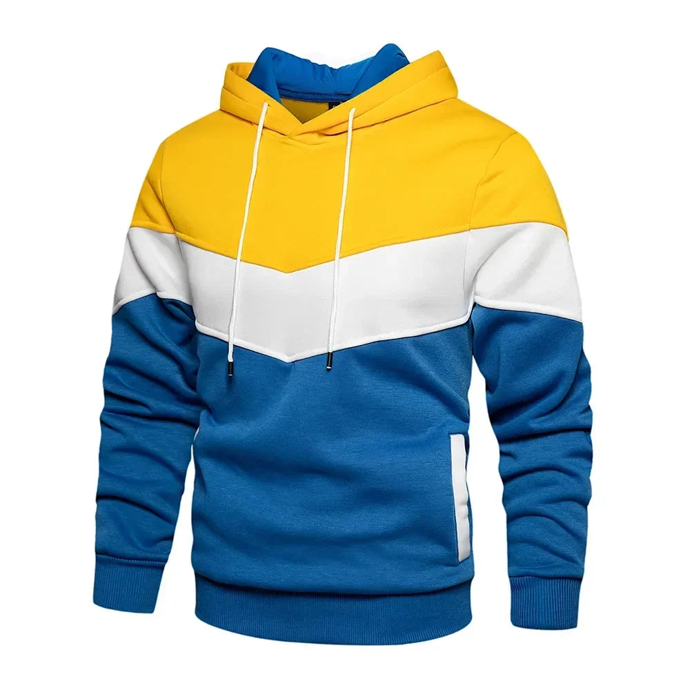 Felpa Patchwork Con Cappuccio Uomo Abbigliamento Casual Ampio Pile Caldo Streetwear Autunno Inverno Sportivo