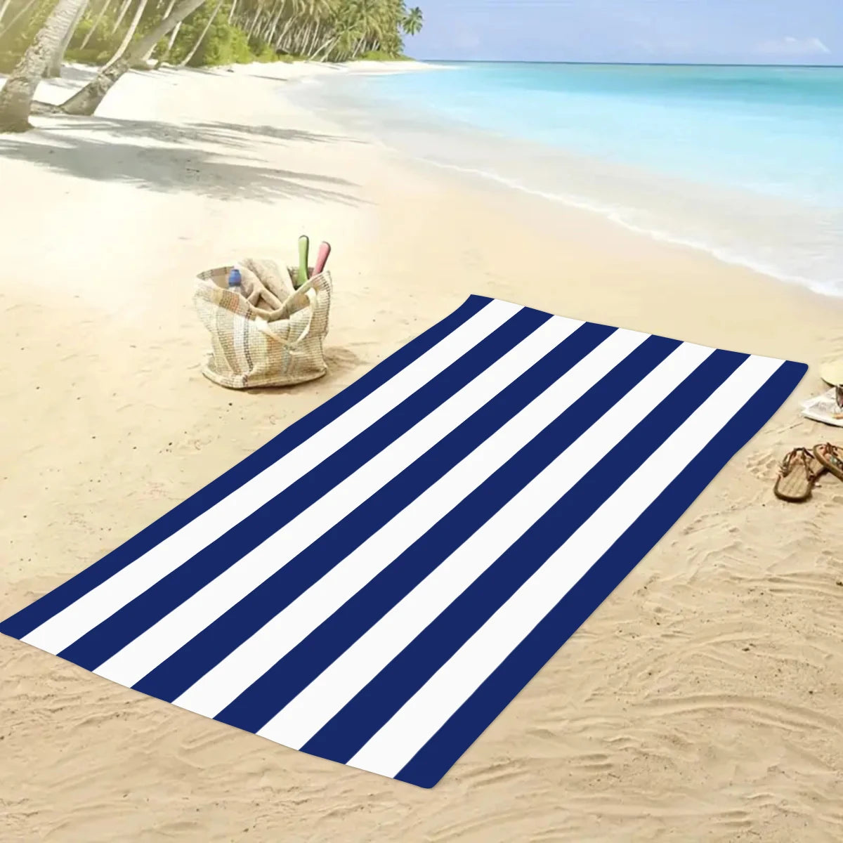 Telo Mare A Righe, Asciugamano In Microfibra Ad Asciugatura Rapida Per Vacanze Spiaggia
