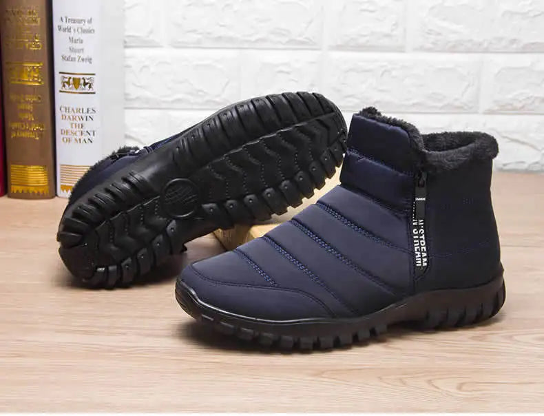 Scarpe Invernali Da Uomo Sneakers Stivali Da Neve Con Cerniera In Cotone Caldo Impermeabili Spedizione Gratuita