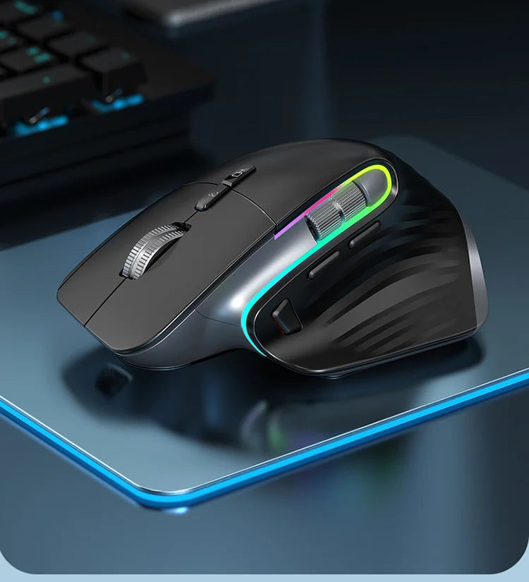 Mouse Wireless Multi Dispositivo Bluetooth 5.0 e 3.0 2.4G Ottico Portatile Ergonomico Per Computer Mano Destra