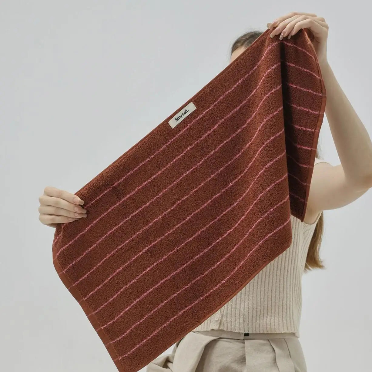 Asciugamano In Cotone A Righe Retrò 70x140 Cm Morbido E Assorbente Per Casa Palestra Cucina