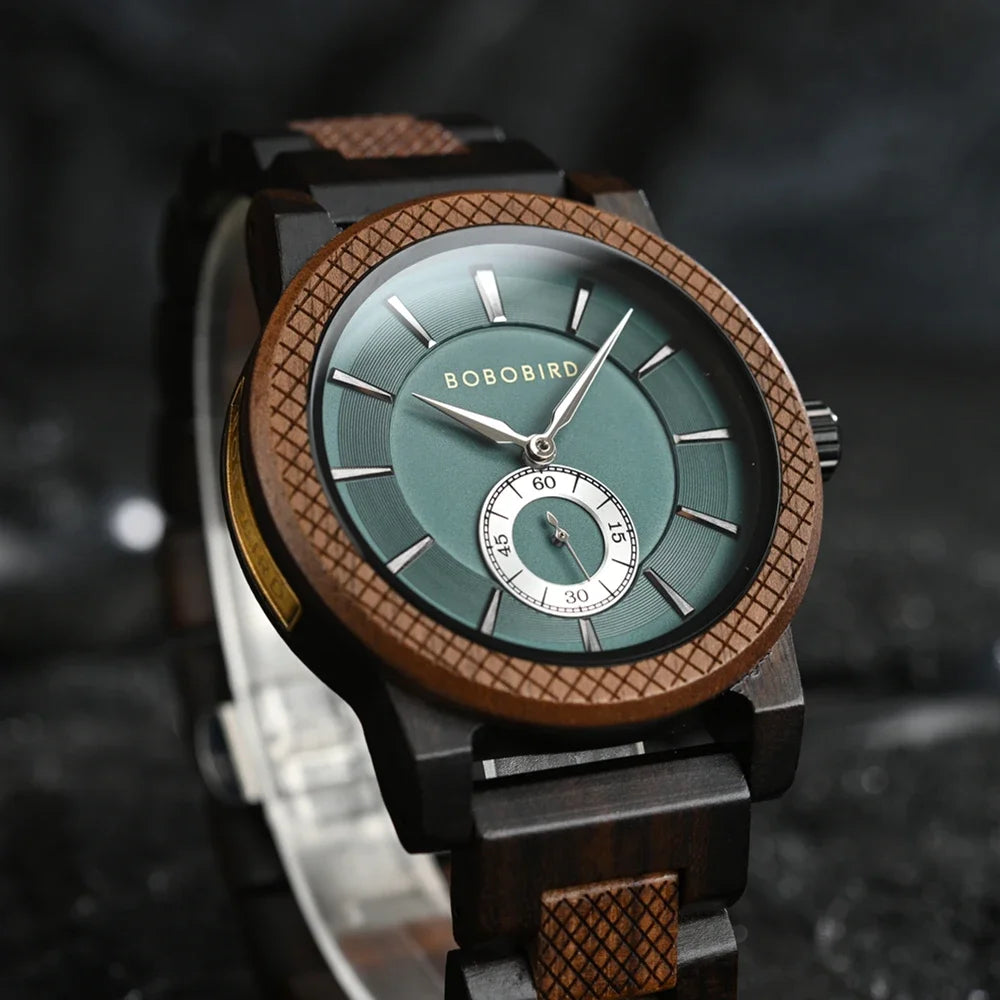 BOBOBIRD Orologio In Legno Da Uomo Personalizzato Nome Testo Sulla Custodia Posteriore Orologio Quarzo Scatola Regalo
