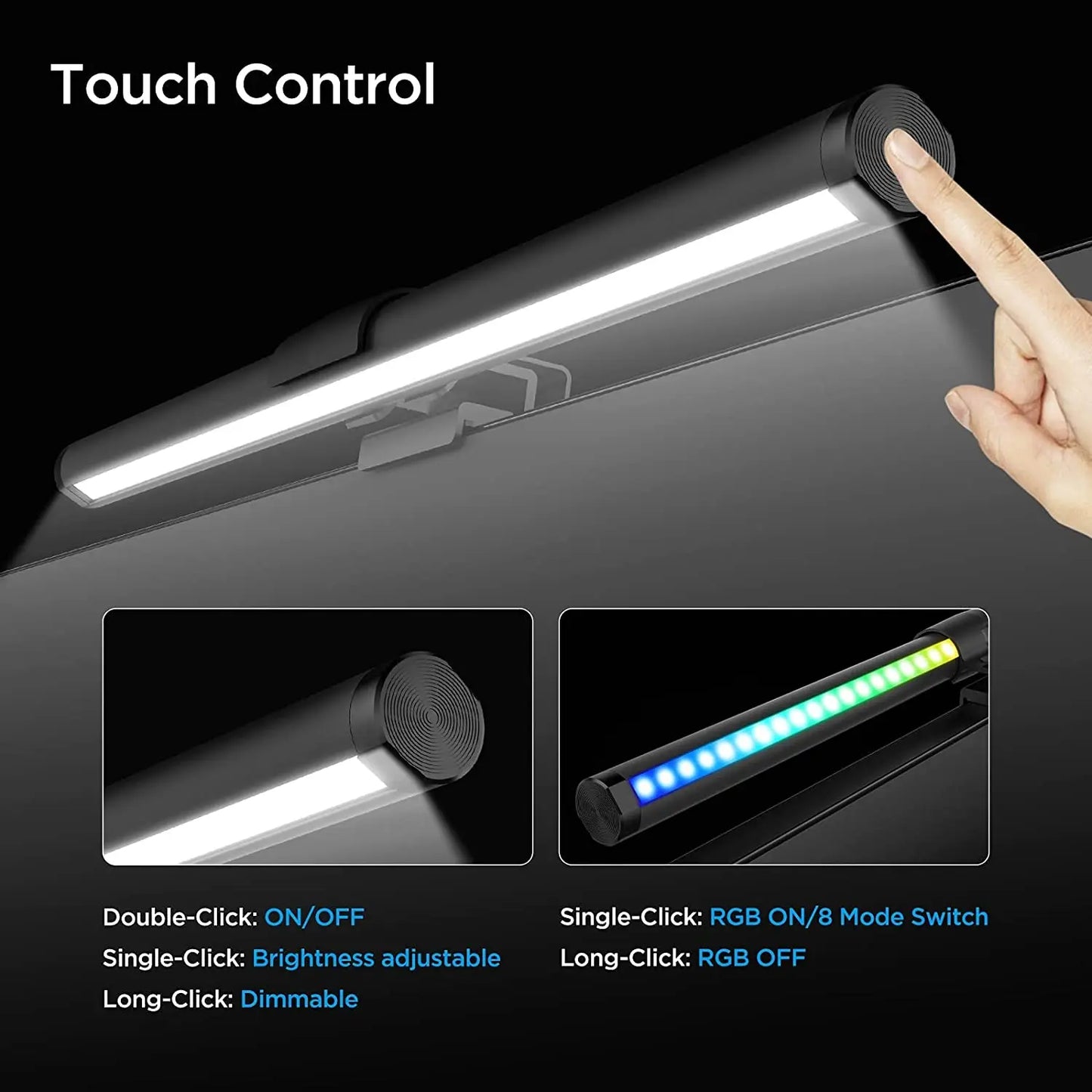 Barra Luminosa LED 44 Cm Per Monitor E Scrivania Con Atmosfera RGB Dimmerabile Ideale Per Studio E Lavoro