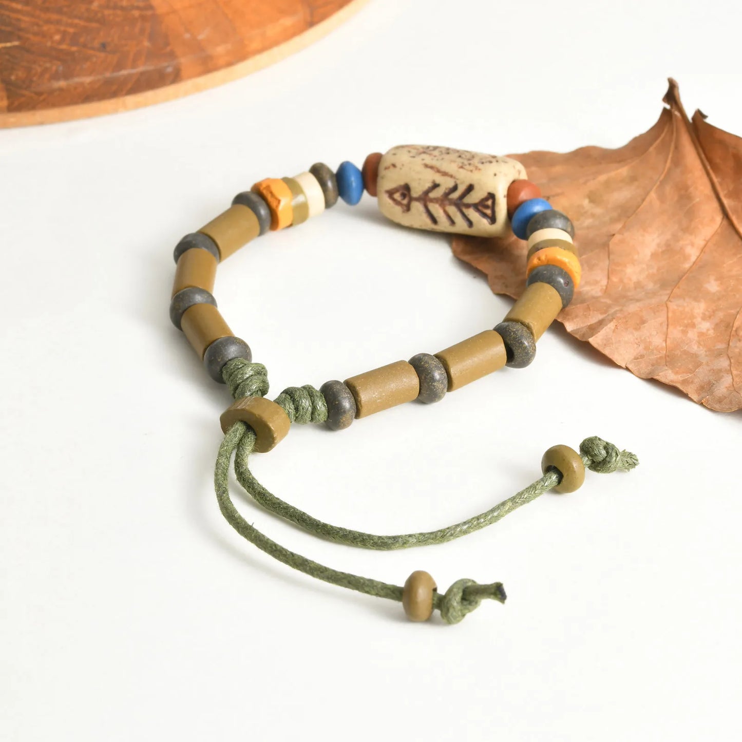 Vnox Braccialetti Con Ciondoli E Perline Lisca Di Pesce Unisex Regolabili Stile Tribale Etnico Retro Vintage Gioielli