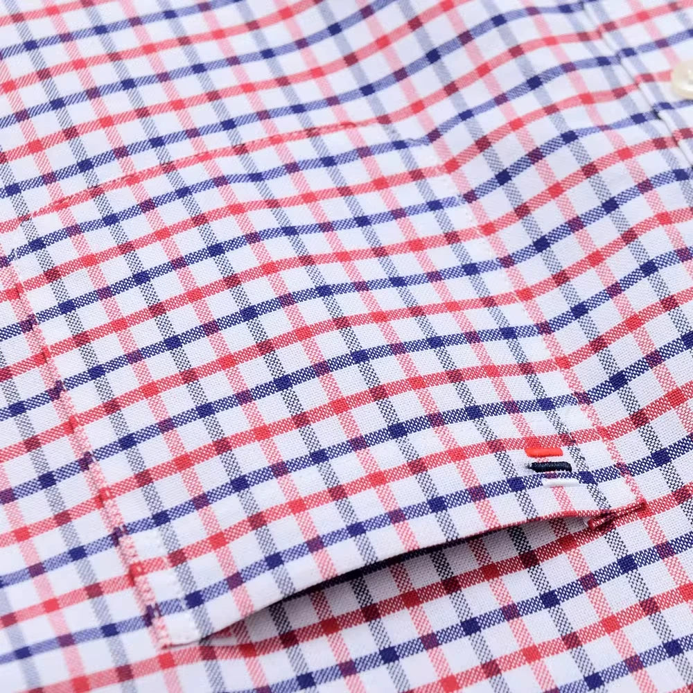Camicie Da Uomo In Cotone Oxford A Quadri Bamboople Tasca Singola Maniche Lunghe Abbottonata Vestibilità Standard 6XL 7XL