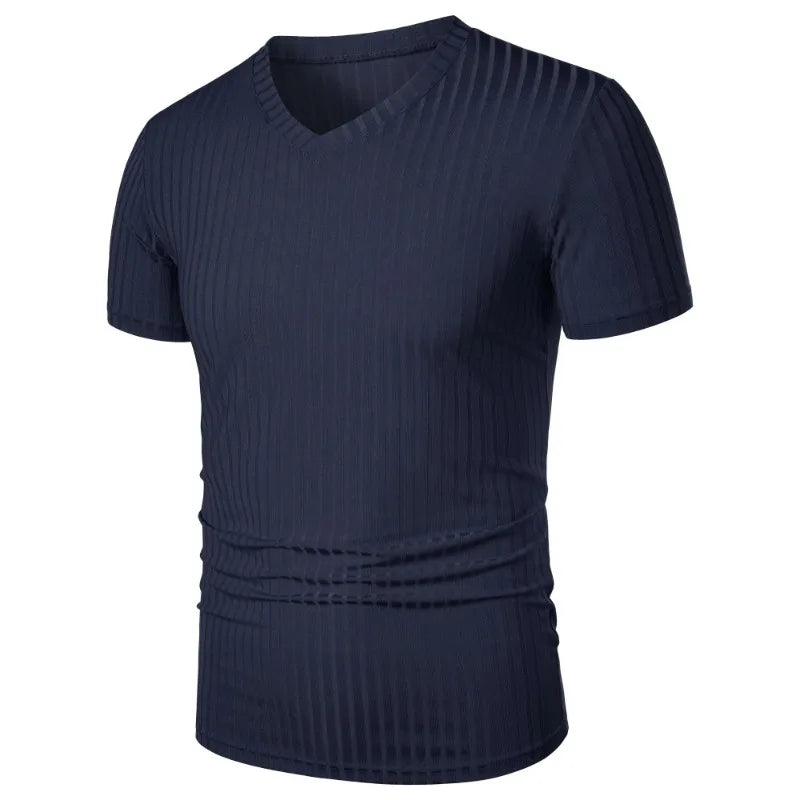 T Shirt Muscolari Da Uomo A Maniche Corte Estive Elasticizzate Scollo A V Bodybuilding Streetwear Allenamento Costine