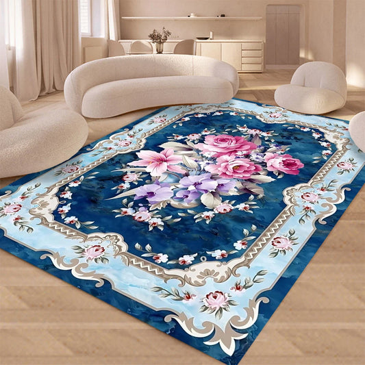 Tappeto grande floreale retrò europeo per soggiorno Tappeto decorativo di lusso Tappetino morbido lavabile per guardaroba camera da letto antiscivolo
