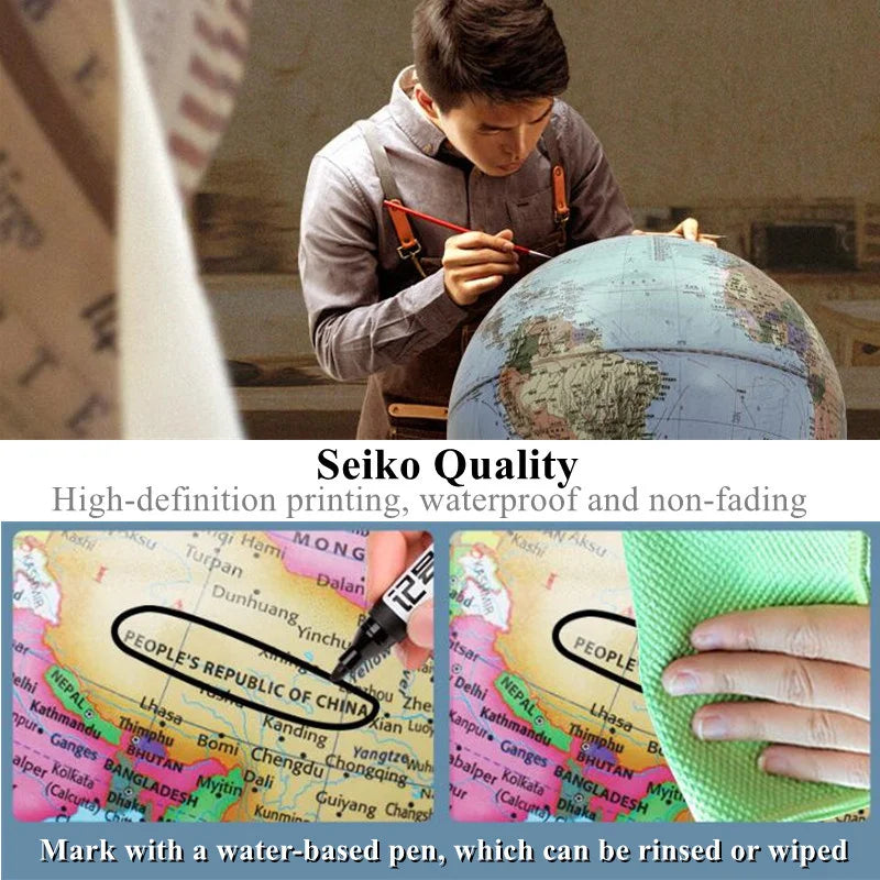 Globo Diametro 25 Cm Mondo Inglese Stampa HD 360 Gradi Per Insegnamento Degli Studenti Lampada Scrivania Led Metallo ABS