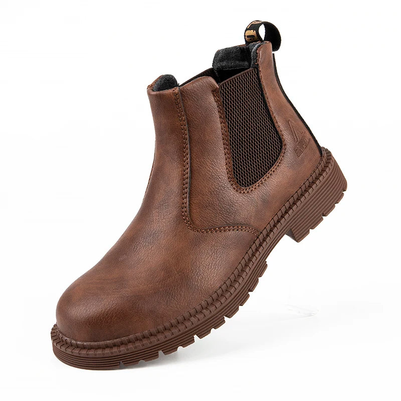 Scarpe Da Lavoro Antinfortunistiche Resistenti All Acqua Uomo Stivali In Pelle Con Testa In Acciaio Marrone