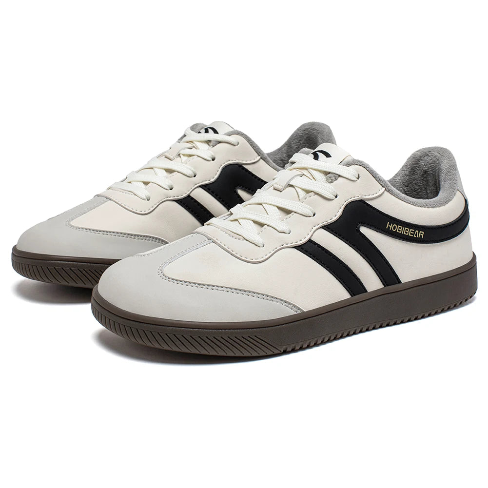 Hobibear Scarpe Da Ginnastica Unisex A Punta Larga In Pelle Artificiale Foderate In Pelliccia Sintetica Retrò Stringate