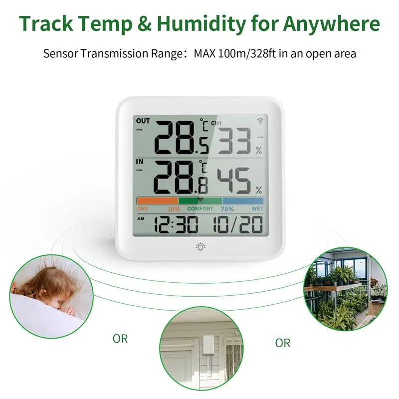 NOKLEAD Termometro Digitale LCD Igrometro Misuratore Di Umidità E Temperatura Interna Ed Esterna Per Ufficio E Casa