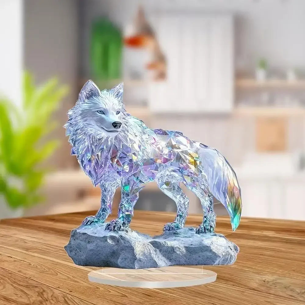 Statua Drago Di Cristallo Bianco Acrilico Piatta 2D Per Casa Ufficio Decorazione Tavolo Regalo