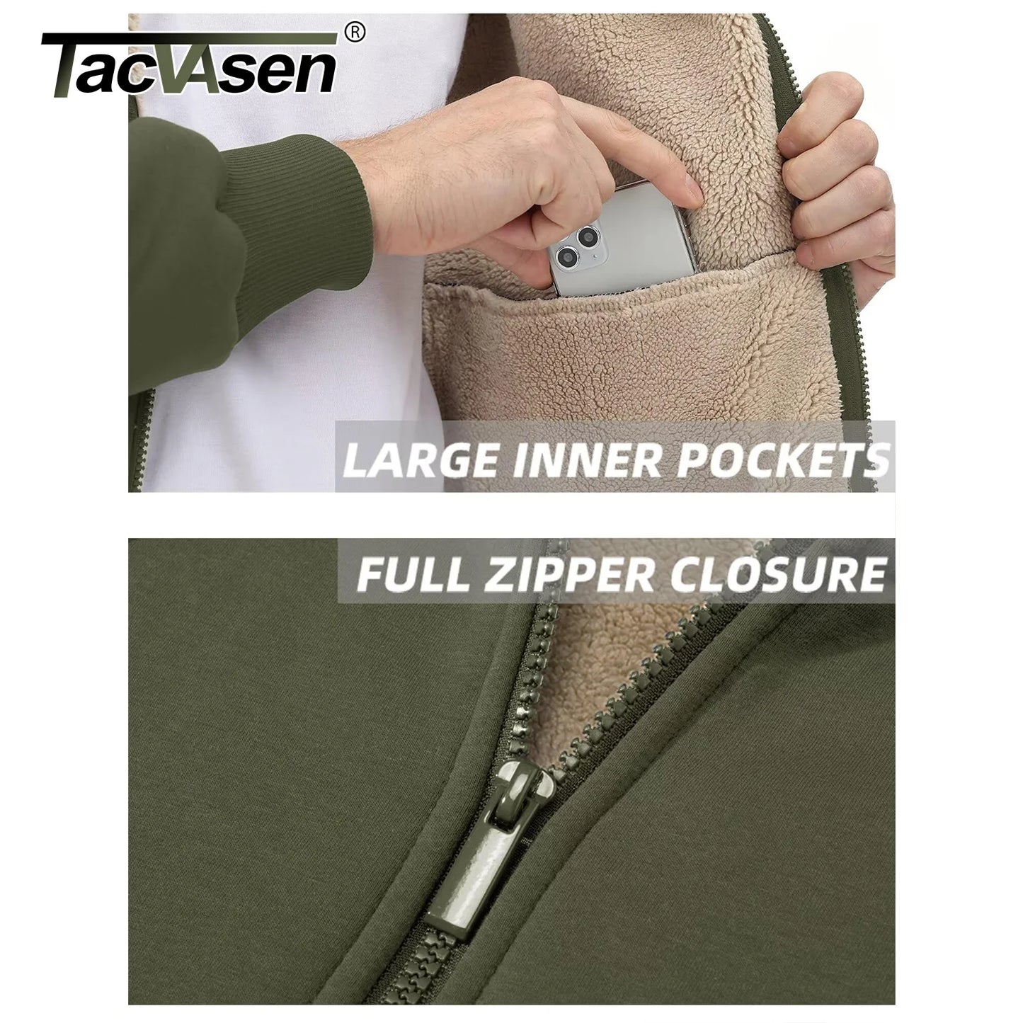 Tacvasen Felpa Con Cappuccio In Pile Sherpa Da Uomo Invernale Antivento Con Zip Capispalla Casual Sportivo