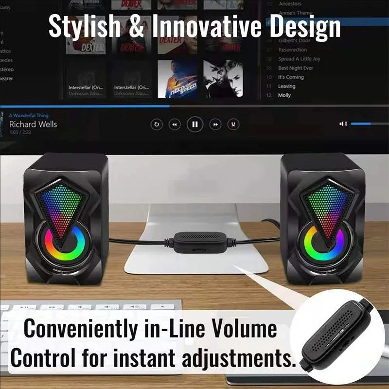 Nuovo Altoparlante Per Computer X2 Illuminato RGB USB Mini Cablato Multimediale Per PC Laptop Desktop