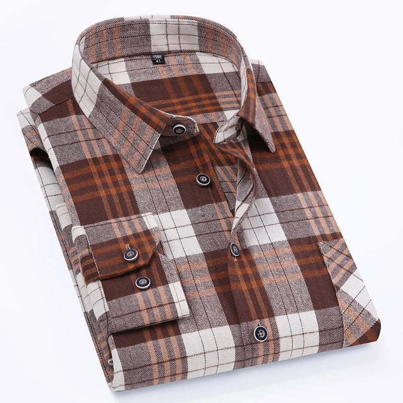 Camicie Da Uomo In Flanella Scozzese A Quadri Manica Lunga In Cotone Taglie Dalla S Alla XL Vestibilita Standard E Casual