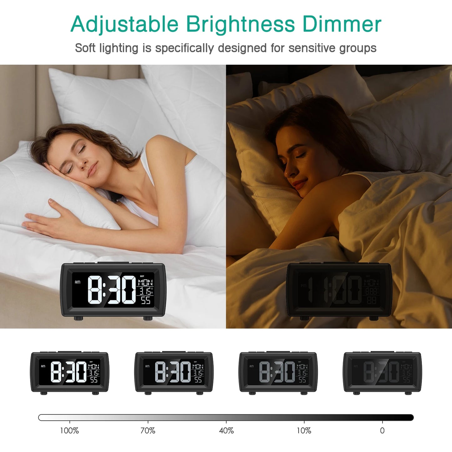 ORIA Sveglia Radio Orologio Digitale FM Con Snooze E Volume Regolabile Orologio LED Da Comodino Con Doppia Sveglia