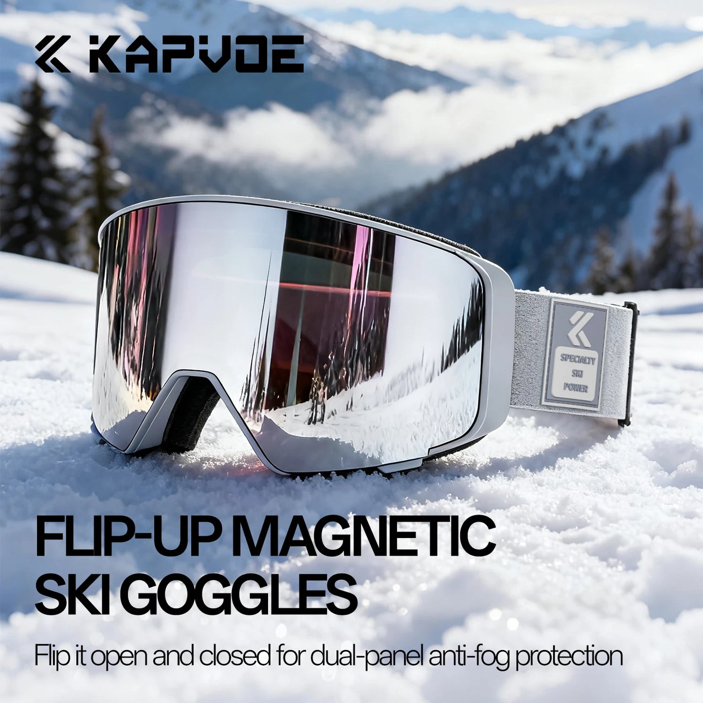 Kapvoe Occhiali Da Neve Magnetici Flip Over Fotocromatici UV400 Antinebbia Uomo Donna TPU Lenti In Policarbonato