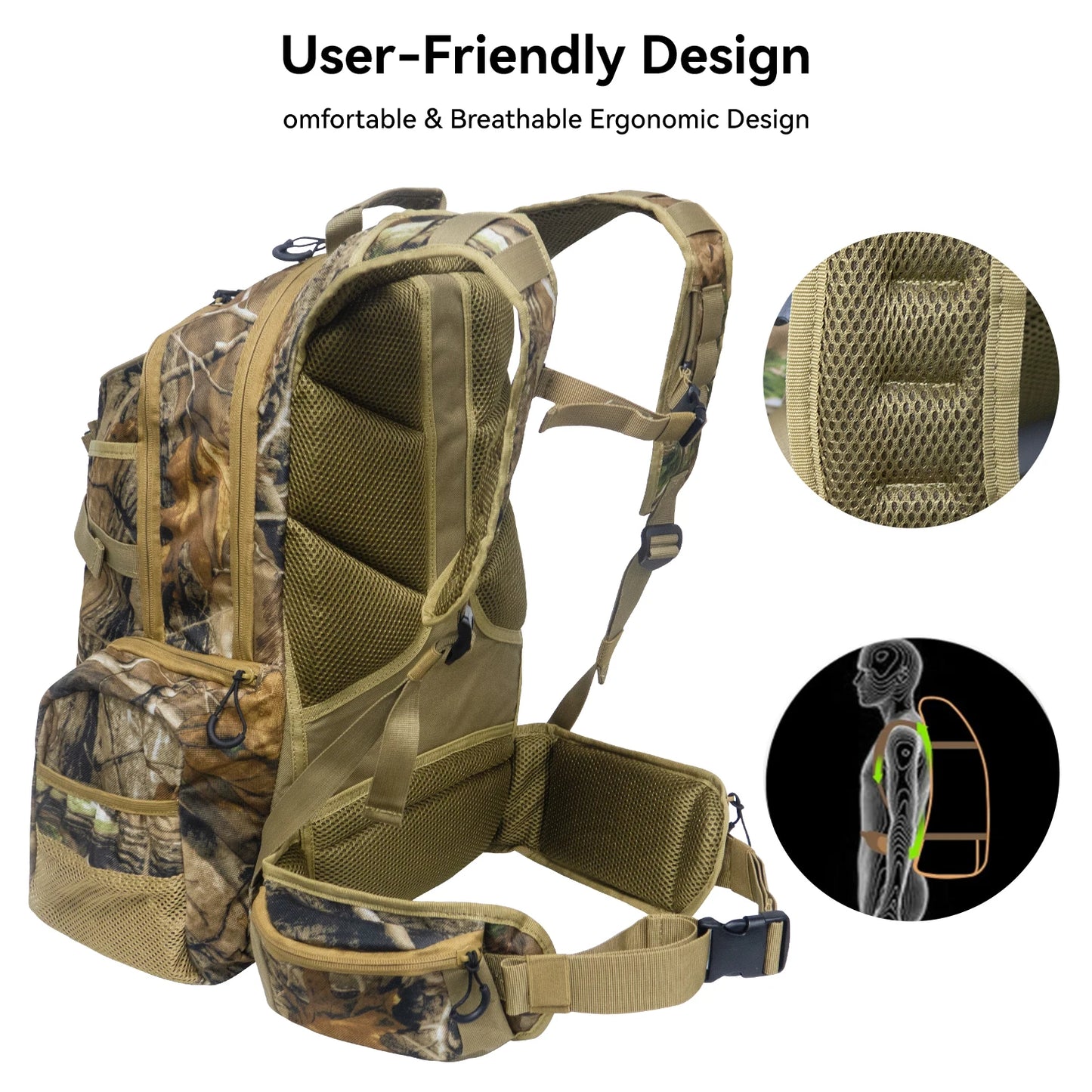 WestTune Zaino Tattico Da Uomo Impermeabile 35 Litri Per Caccia Campeggio All Aperto Zaino Per Fucile Arco Pistola
