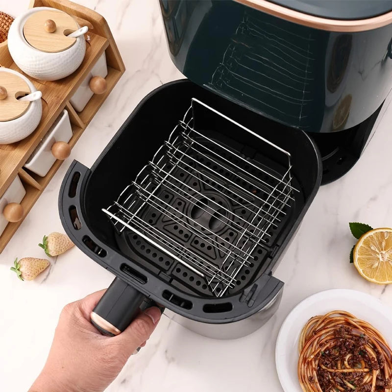 Griglia Per Friggitrice Ad Aria In Acciaio Inox Con Spiedini, Rastrelliera A 3 Livelli Per Cottura Verticale In Forno
