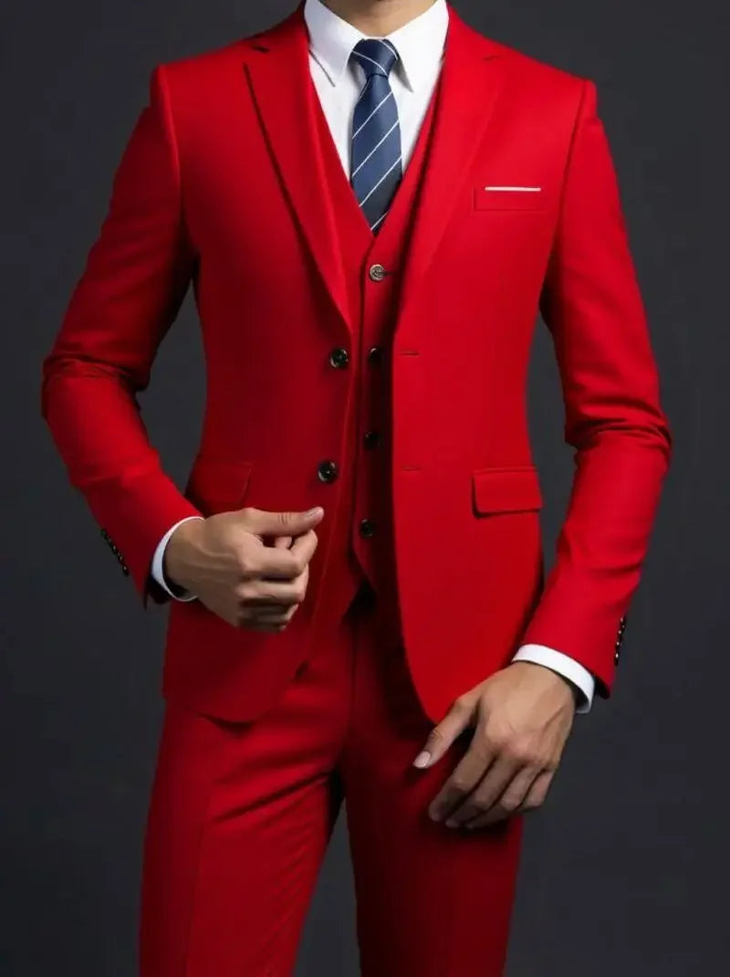 Completo Tre Pezzi Uomo Stile Britannico Elegante Per Matrimoni Cerimonie Banchetti Comfort Sobrietà Presenza