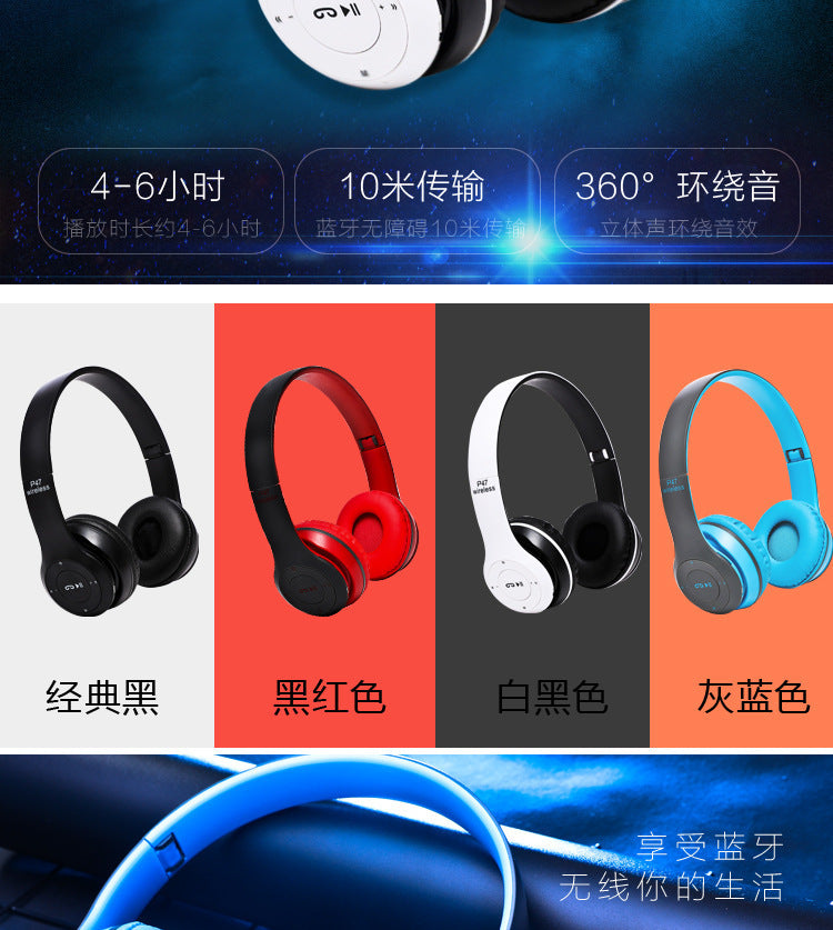 Auricolare Bluetooth P47 5.0 Pieghevole Senza Fili Per Giochi Wireless Compatibile Con iPhone Xiaomi Android