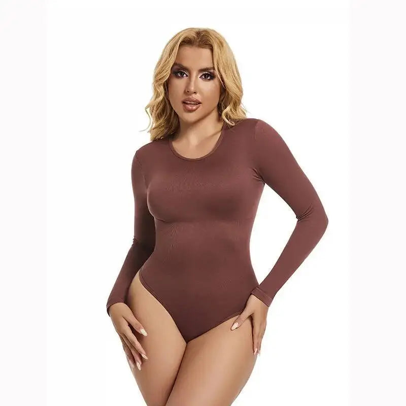 Nuovo autunno inverno manica lunga senza cuciture body shaper elastico perizoma body shapewear donna pancia controllo body shaper con apertura sul cavallo