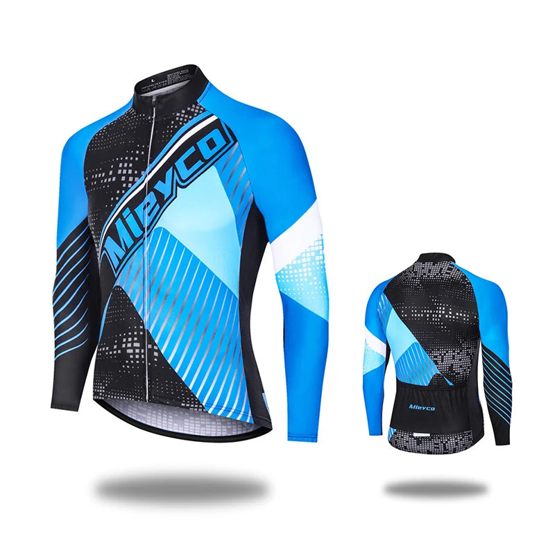MIEYCOM Abbigliamento Ciclismo Uomo Maniche Lunghe Giacca Traspirante Protezione Solare MTB Corsa Primavera Autunno