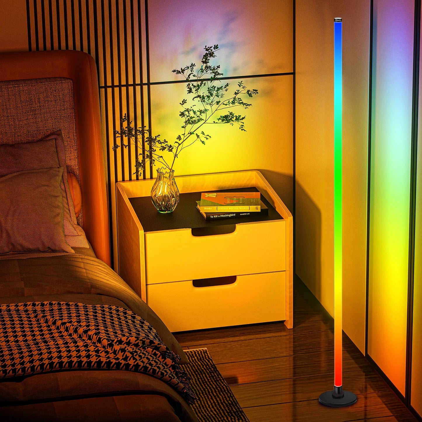 Lampada Da Terra RGB Intelligente Controllo App Telecomando Sincronizzazione Musicale Illuminazione Angolare Timer