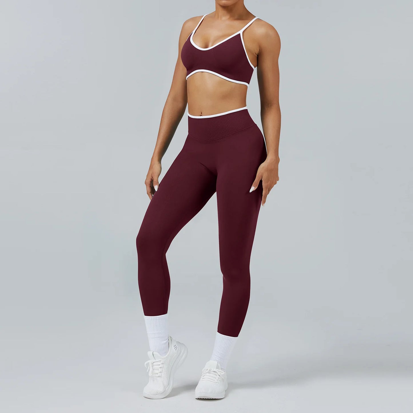 Set Fitness Da Donna 2 Pezzi Leggings Vita Alta Senza Cuciture E Reggiseno Sportivo Per Yoga Palestra Cardio Estivo