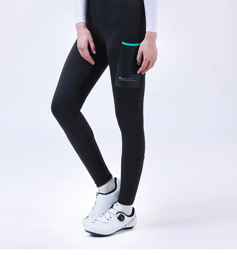 Pantaloni Con Bretelle Da Ciclismo Per Donna In Pile Invernali Con Imbottitura 3D Professionali Per Bici Da Strada