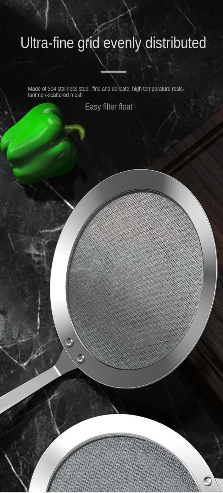 Colino a Maglia Fine in Acciaio Inox 304 Setaccio Filtrante per Succo Uova Filtro Scolapasta Caffè Tè Cucina