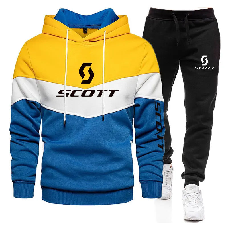 Tuta Da Uomo In Due Pezzi Autunno Felpa Con Cappuccio E Pantaloni Set Sportivo Casual Per Ciclismo