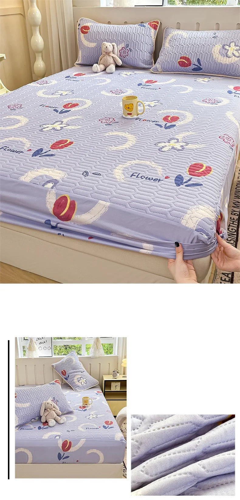 Copriletto Addensato Impermeabile Coprimaterasso Elastico Stampato Senza Federa Per Letto Di Casa