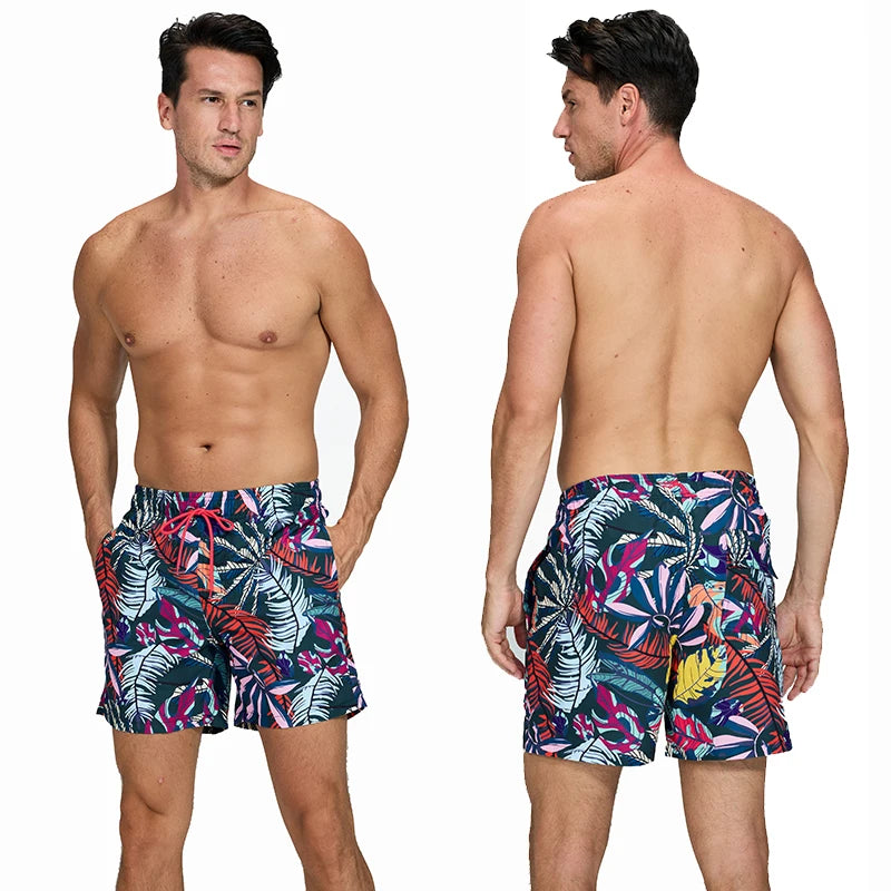 Datifer Pantaloncini Da Nuoto Uomo In Poliestere Con Fodera In Rete Stampa Vita Regolabile Tasche Per Palestra Piscina