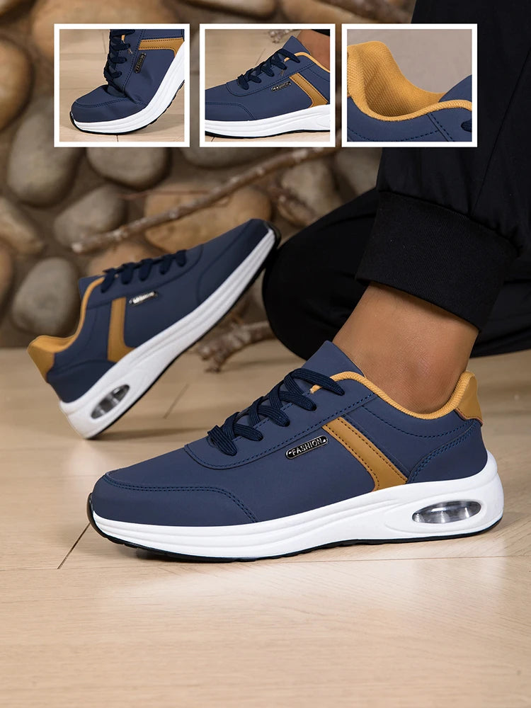 Scarpe Sportive Da Uomo Impermeabili In Pelle Casual Antiscivolo Da Passeggio E Tennis Con Aumento Di Altezza
