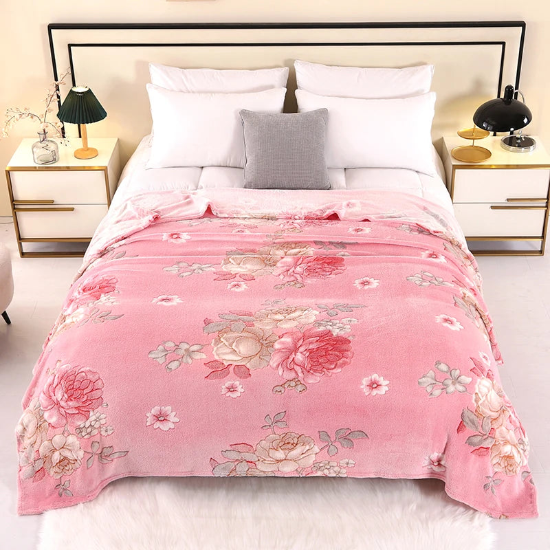 Bonenjoy 1 Pezzo Coperta In Pile Floreale Rettangolare Per Divano E Casa Morbida Calda Confortevole Plaid Da Viaggio