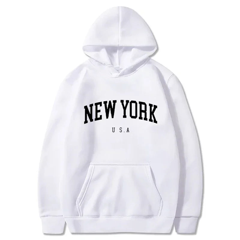 Felpe Con Cappuccio Uomo Donna New York City Stampe Lettere Grafica Casual Harajuku Pullover Abbigliamento Sportivo