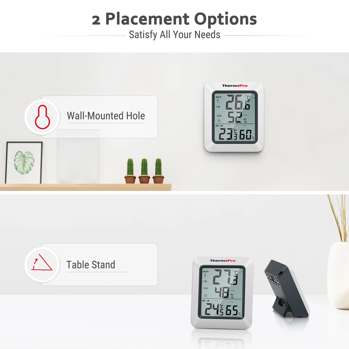 ThermoPro TP60C 60M Stazione Meteorologica Igrometro Digitale Wireless Interni Ed Esterni Per La Casa