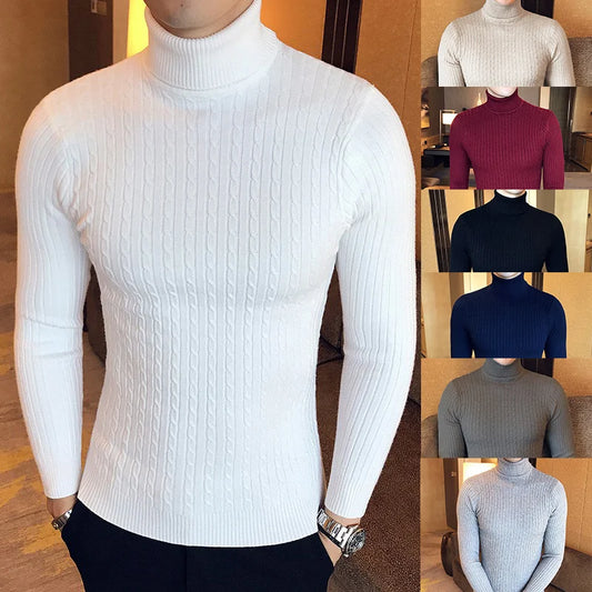 Maglione Invernale Spesso Caldo Collo Alto Dolcevita Uomo Slim Fit Maglieria Da Uomo Doppio Colletto Maschile